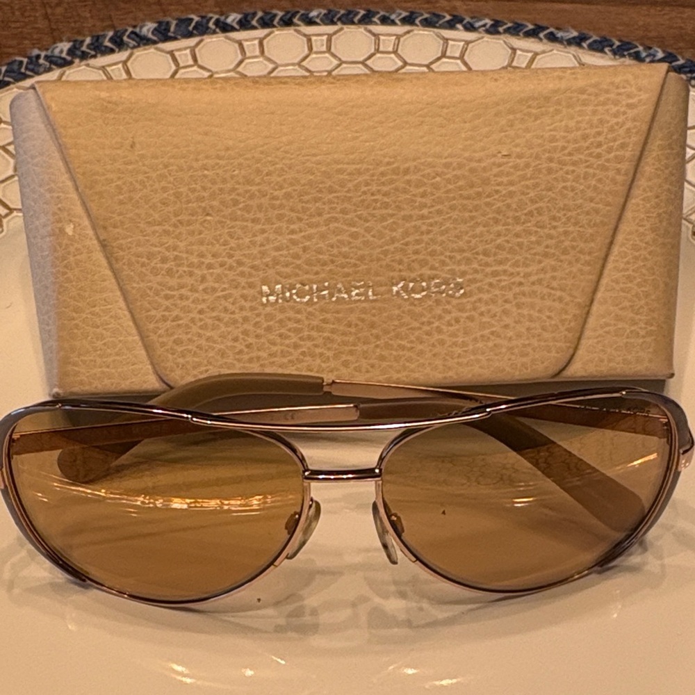 Michael Kors Rose Gold Aviator Sunglasses